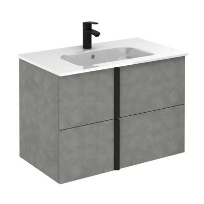 Тумба Royo Onix C0075458 80 см з раковиною Slim, cірий цемент
