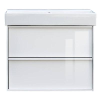 Тумба з раковиною Devit Quadra 083070W, 70 см, біла глянцева Тумба з раковиною Devit Quadra 083070W, 70 см, біла глянцева