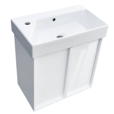 Тумба з раковиною Devit Quadra 83055W, 55 см, біла глянцева
