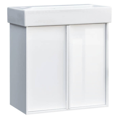 Тумба з раковиною Devit Quadra 83055W, 55 см, біла глянцева