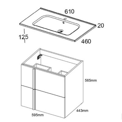 Тумба Royo Onix C0074436 60 см з раковиною Slim, cірий цемент