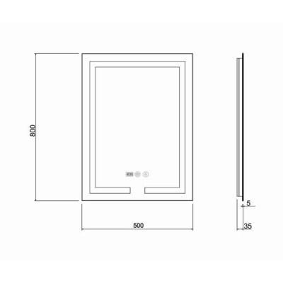 Зеркало Qtap Mideya (DC-F936) 500х800 с LED-подсветкой Touch, с антизапотеванием, с часами, диммером, рег. яркости QT2078F936W Зеркало Qtap Mideya (DC-F936) 500х800 с LED-подсветкой Touch, с антизапотеванием, с часами, диммером, рег. яркости QT2078F936W