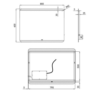 Зеркало Qtap Tern 800х600 с LED-подсветкой, QT177812086080W Зеркало Qtap Tern 800х600 с LED-подсветкой, QT177812086080W