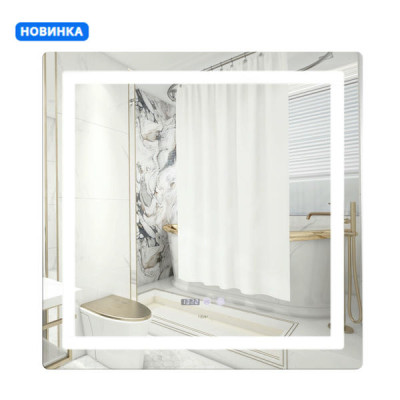 Зеркало Qtap Mideya 800x800 с LED-подсветкой Touch, с антизапотеванием, с часами, диммером, рег. яркости QT2078NCF8080W