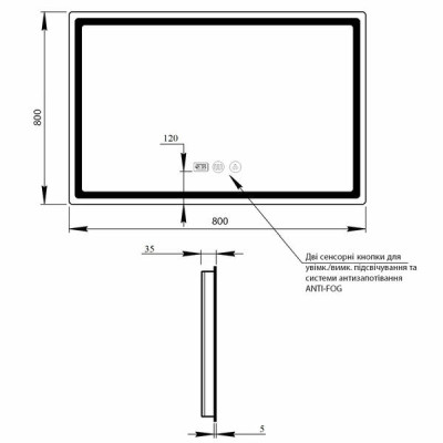 Зеркало Qtap Mideya 800x800 с LED-подсветкой Touch, с антизапотеванием, с часами, диммером, рег. яркости QT2078NCF8080W Зеркало Qtap Mideya 800x800 с LED-подсветкой Touch, с антизапотеванием, с часами, диммером, рег. яркости QT2078NCF8080W
