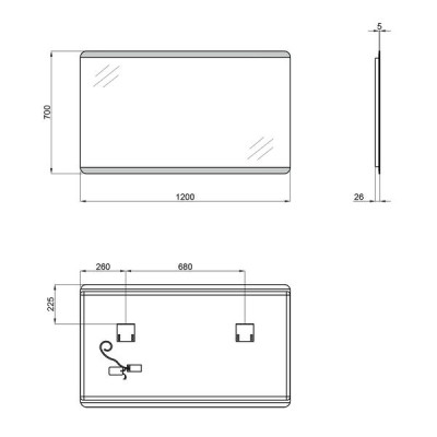 Зеркало Qtap Tern 1200х700 с LED-подсветкой, QT1778120870120W Зеркало Qtap Tern 1200х700 с LED-подсветкой, QT1778120870120W