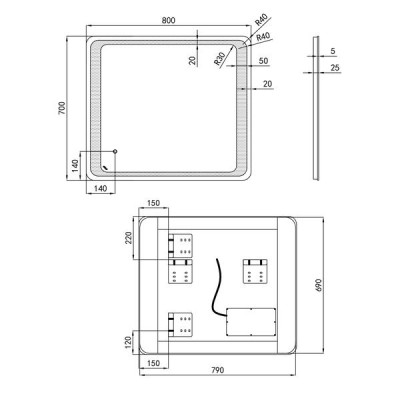 Зеркало Qtap Leo 800х700 с LED-подсветкой Touch, диммер, рег. яркости QT117814187080W Зеркало Qtap Leo 800х700 с LED-подсветкой Touch, диммер, рег. яркости QT117814187080W