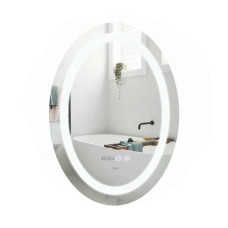 Зеркало Qtap Mideya 500х700 с LED-подсветкой Touch, с антизапотеванием, с часами, диммером, рег. яркости QT2078NCR5070W