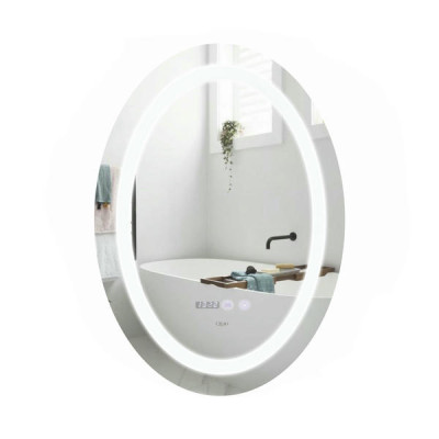Зеркало Qtap Mideya 500х700 с LED-подсветкой Touch, с антизапотеванием, с часами, диммером, рег. яркости QT2078NCR5070W