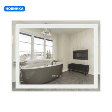 Зеркало Qtap Mideya (DC-F614) 1000х800 с LED-подсветкой Touch, с антизапотеванием, с часами, диммером, рег. яркости QT2078F614W