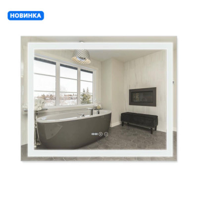 Зеркало Qtap Mideya (DC-F614) 1000х800 с LED-подсветкой Touch, с антизапотеванием, с часами, диммером, рег. яркости QT2078F614W
