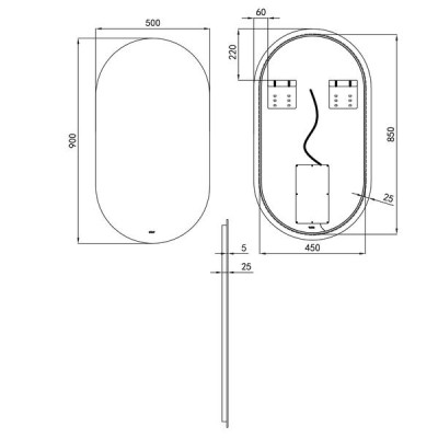 Зеркало Qtap Scorpio 500х900 с LED-подсветкой, QT14783001W Зеркало Qtap Scorpio 500х900 с LED-подсветкой, QT14783001W