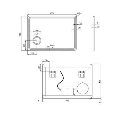 Зеркало Qtap Crow 1000х700 с LED-подсветкой Touch, линза, цифровые часы, диммер, рег. яркости QT0578141670100W Зеркало Qtap Crow 1000х700 с LED-подсветкой Touch, линза, цифровые часы, диммер, рег. яркости QT0578141670100W