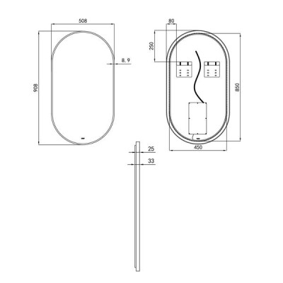 Зеркало Qtap Scorpio 500х900 с LED-подсветкой, QT14787001B Зеркало Qtap Scorpio 500х900 с LED-подсветкой, QT14787001B
