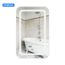 Зеркало Qtap Mideya (DC-F911) 500х800 с LED-подсветкой Touch, с антизапотеванием, с часами, диммером, рег. яркости QT2078F911W