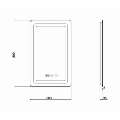 Зеркало Qtap Mideya (DC-F911) 500х800 с LED-подсветкой Touch, с антизапотеванием, с часами, диммером, рег. яркости QT2078F911W Зеркало Qtap Mideya (DC-F911) 500х800 с LED-подсветкой Touch, с антизапотеванием, с часами, диммером, рег. яркости QT2078F911W