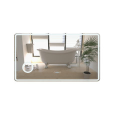 Зеркало Qtap Crow 1200х700 с LED-подсветкой Touch, линза, цифровые часы, диммер, рег. яркости QT0578141670120W
