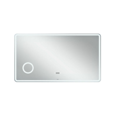 Зеркало Qtap Crow 1200х700 с LED-подсветкой Touch, линза, цифровые часы, диммер, рег. яркости QT0578141670120W