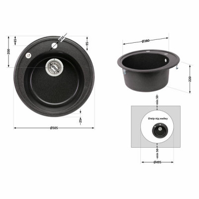 Кухонная мойка Lidz D510/200 GRF-13 (LIDZGRF13D510200)