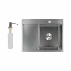 Мийка для кухні інтегрована Lidz Handmade H6350L крило ліворуч (LDH6350BRUL45588) Brushed Steel 3,0/1,0 мм