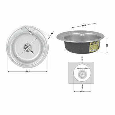Кухонна мийка Lidz 510-D 0,6 мм Satin (LIDZ510D06SAT)