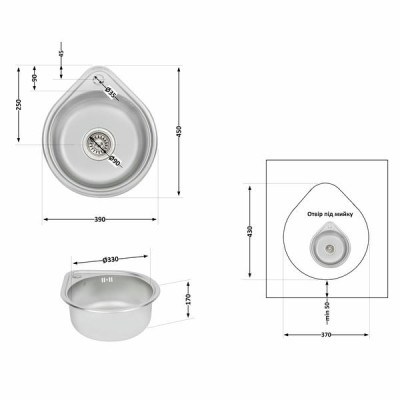 Кухонна мийка Lidz 4539 0,8 мм Satin (LIDZ4539SAT8)