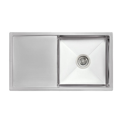 Мойка для кухни интегрированная Lidz Handmade H7844 (LDH7844LBRU35388) Brushed Steel 3,0/0,8 мм