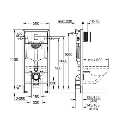 Інсталяція для унітаза Grohe Rapid SL 39940000 3в1 з клавішею Skate Cosmopolitan чорний глянець Інсталяція для унітаза Grohe Rapid SL 39940000 3в1 з клавішею Skate Cosmopolitan чорний глянець