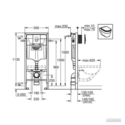 Інсталяція для унітаза Grohe Rapid SL 38722001 з клавішею Skate Air білий альпійський Інсталяція для унітаза Grohe Rapid SL 38722001 з клавішею Skate Air білий альпійський