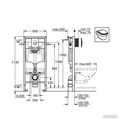 Інсталяція для унітаза Grohe Rapid SL 38721001 з клавішею Skate Air хром Інсталяція для унітаза Grohe Rapid SL 38721001 з клавішею Skate Air хром