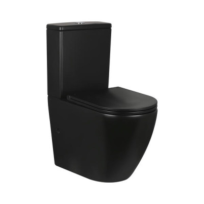 Комплект Qtap Robin Matt Black 2 в 1: унітаз підлоговий Rimless QT13222141ARMB + біде підлогове QT13442141CMB