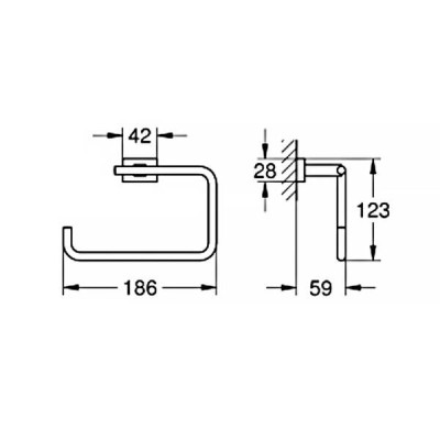 Тримач для рушників Grohe Essentials Cube 40510001 кільце, хром Тримач для рушників Grohe Essentials Cube 40510001 кільце, хром