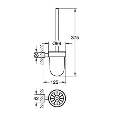 Щітка для унітазу Grohe Essentials Cube 40513DC1 з тримачем, суперсталь Щітка для унітазу Grohe Essentials Cube 40513DC1 з тримачем, суперсталь