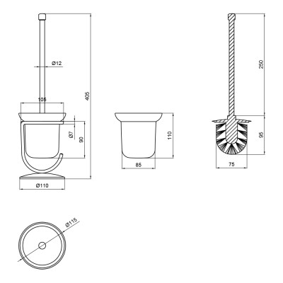 Ёршик Lidz Oreo 0503 напольный (матовое стекло) LDORE0503CRM22324 Chrome