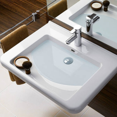 Раковина Geberit Selnova Comfort Square 500.788.01.7 65 см для людей з обмеженими фізичними можливостями, білий глянець