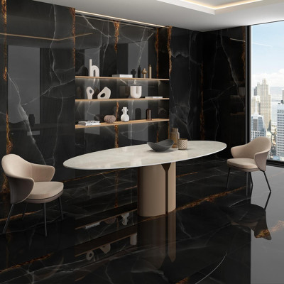 Керамограніт ITT Ceramic Onice Black Polished Rect 6mm 120x300 см Керамограніт ITT Ceramic Onice Black Polished Rect 6mm 120x300 см
