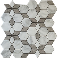 Мозаика Mozaico de lux SPTH2840-207R-8 Wood+White 26,0x30,0 см