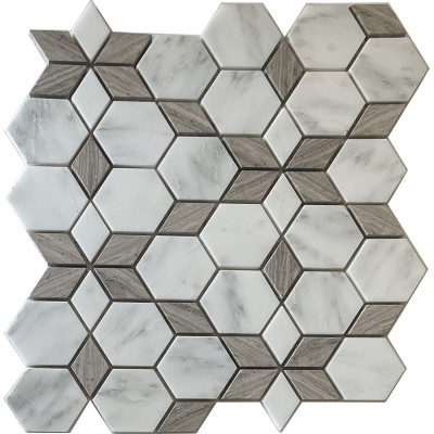 Мозаика Mozaico de lux SPTH2840-207R-8 Wood+White 26,0x30,0 см