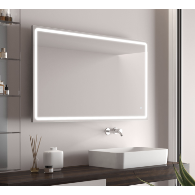 Дзеркало Aqua 100x70 88-Hra100s70-CWDd-mK з профілем матовий алюміній і Led підсвічуванням