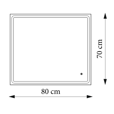 Дзеркало Aqua 80x70 88-Hra80s70-CWDd-mA з чорним профілем і Led підсвічуванням