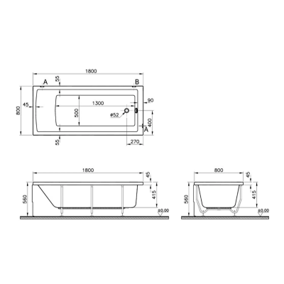 Преміальна акрилова ванна VitrA Neon 180x80 білий глянець