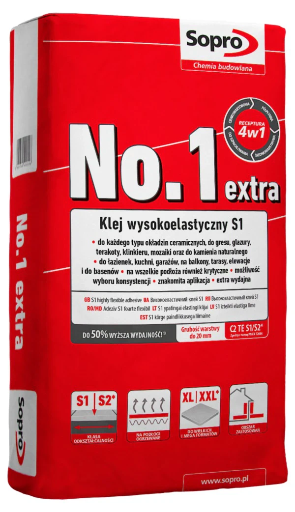 Клей для плитки Sopro №1 400 extra (22,5 кг)
