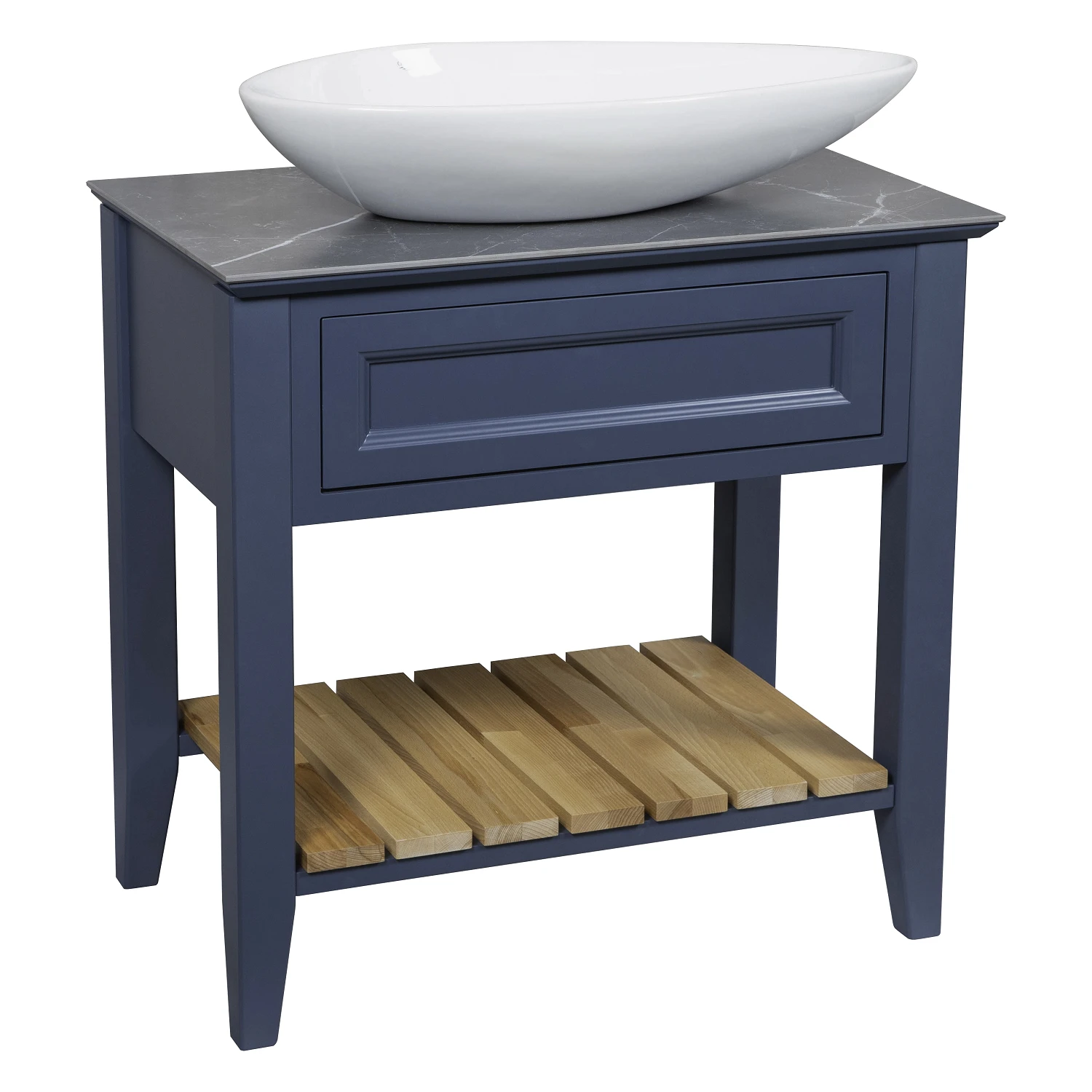 Тумба "Bronx" (STIFFKEY-BLUE-MATT) со столешницей 80 см и усл. "Olive" 74 см