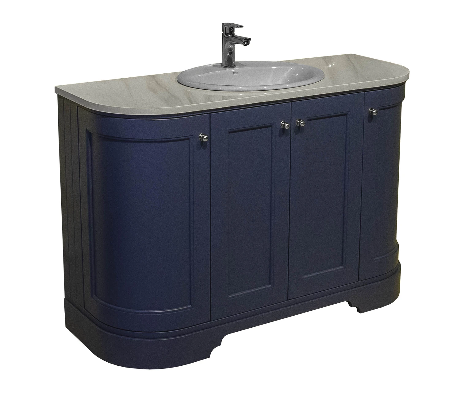 Тумба радіусна Waterqueen зі стільн. 120 см (011 / MARITIME-BLUE-MATT) та ум.RODEO 50*21 см