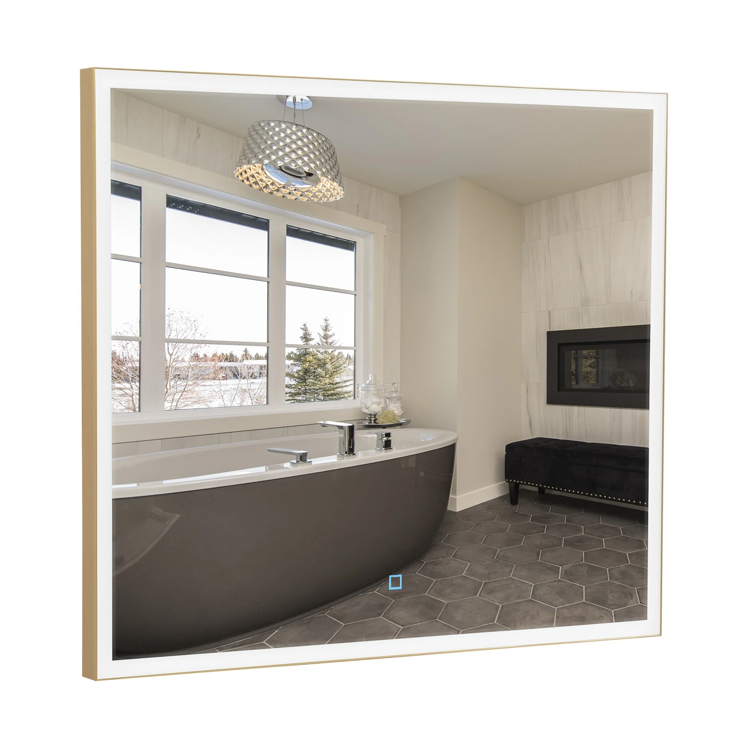 Дзеркало "Luce" gold 80x70 sensor з підсвіткою