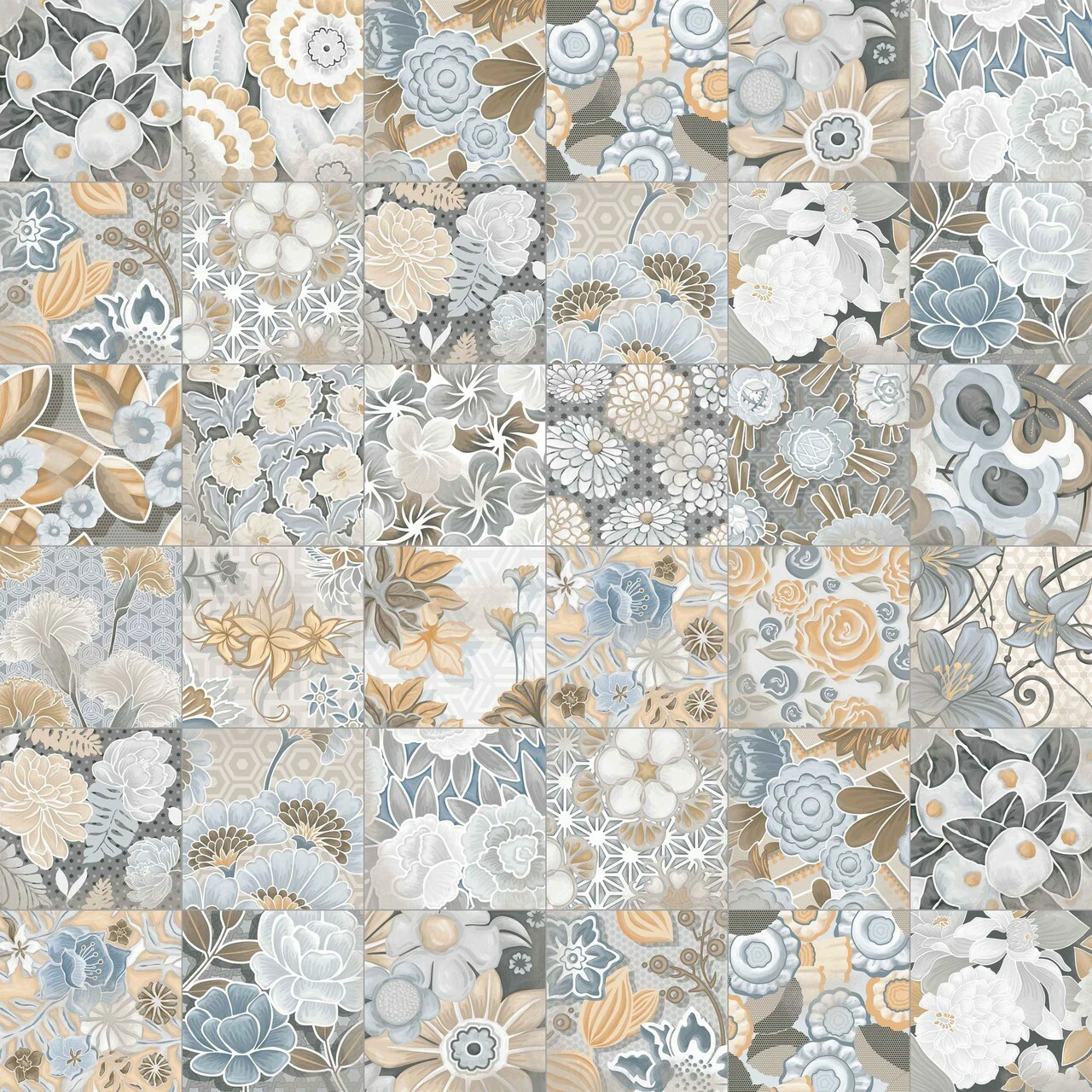 Плитка керамогранитная Vodevil Flore Gris 200x200x8 Vives Плитка керамогранитная Vodevil Flore Gris 200x200x8 Vives