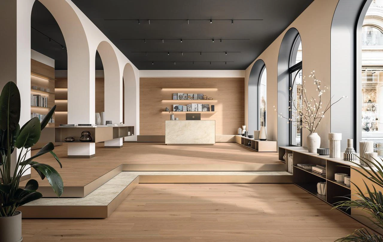 Плитка керамогранітна AX4S Log Deep Oak Chevron 75x450 Atlas Concorde Плитка керамогранітна AX4S Log Deep Oak Chevron 75x450 Atlas Concorde