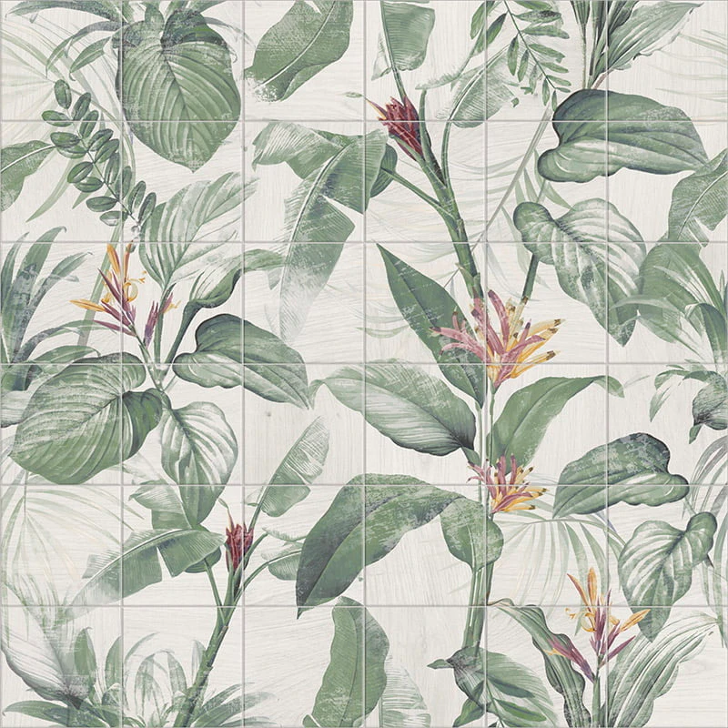 Декор Mural Spring Leaves Green 36 200x200 Mainzu