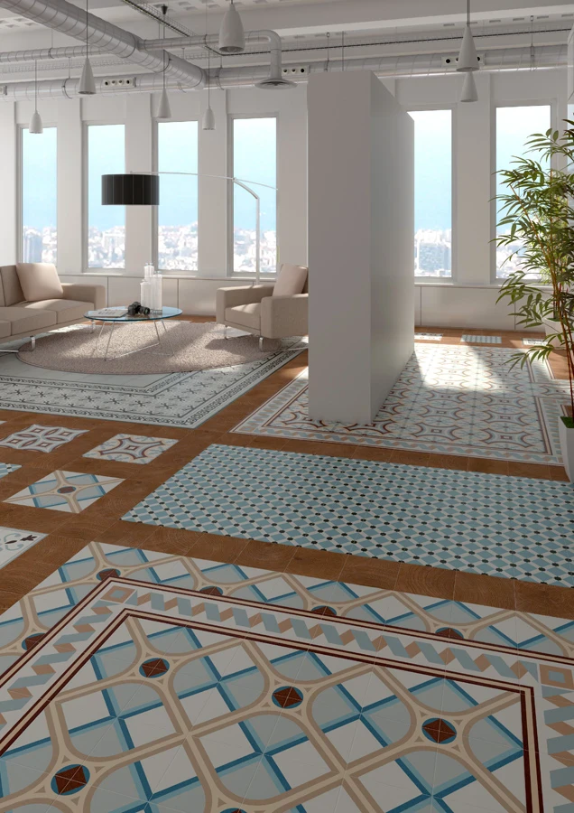 Декор 1900 Florentina-3 Celeste 200x200x8 Vives Декор 1900 Florentina-3 Celeste 200x200x8 Vives