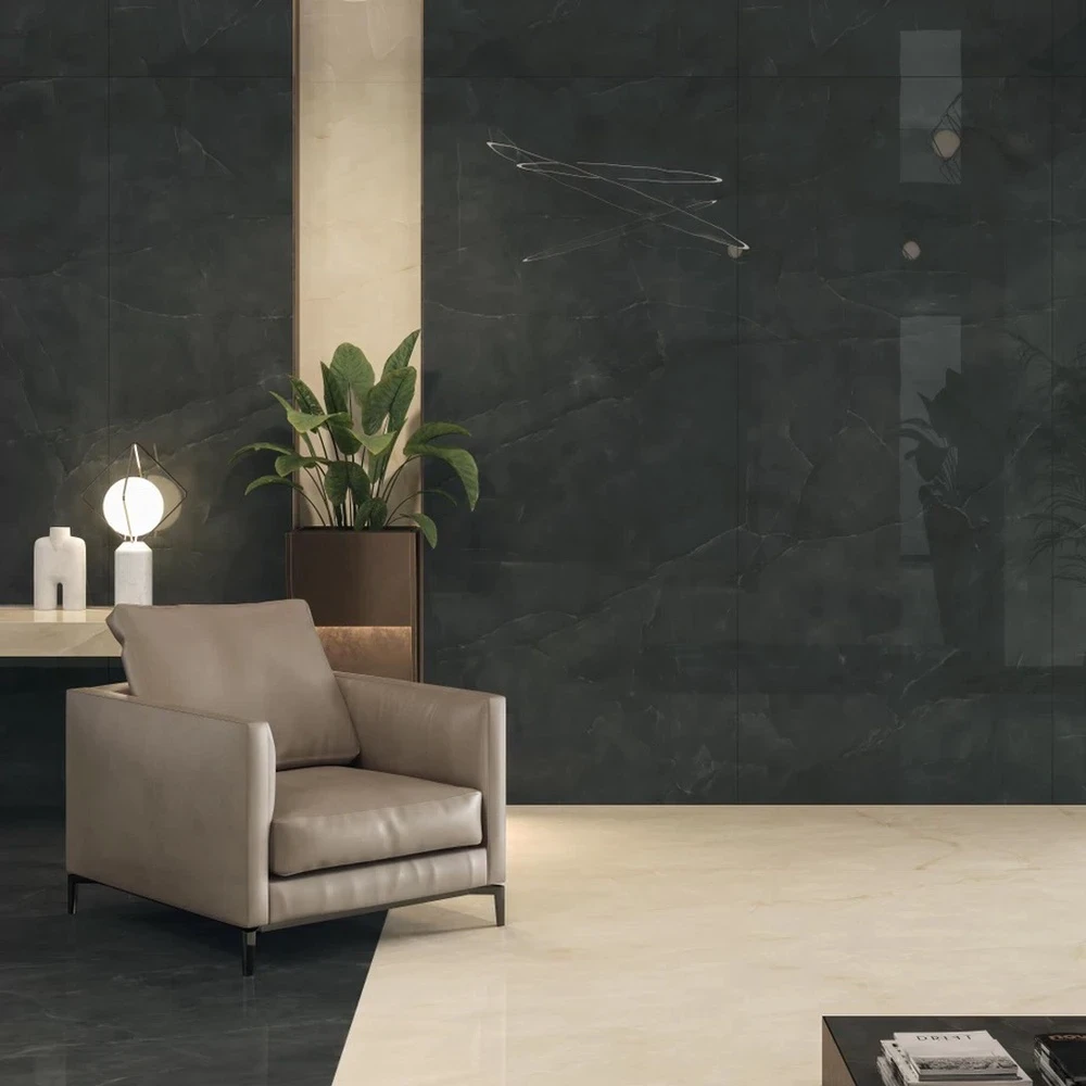 Плитка керамогранітна Marvel Onyx Noir LAP 600x1200 Atlas Concorde Плитка керамогранітна Marvel Onyx Noir LAP 600x1200 Atlas Concorde